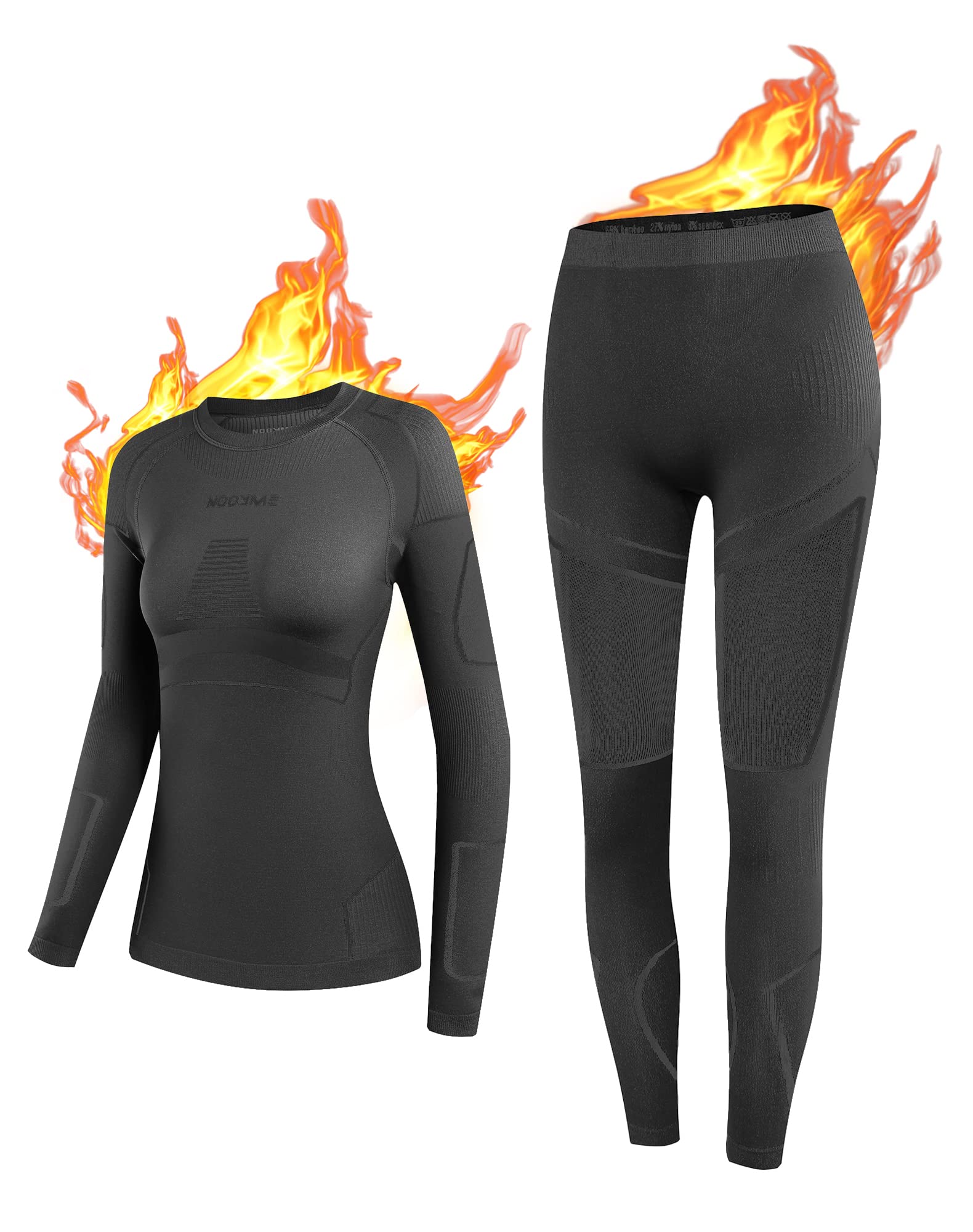 NOOYME Intimo Termico Donna Traspirante Set Pantaloni e Maglia Termica Donna Biancheria Intima Termica per Sci Elastica e Asciugatura Rapida