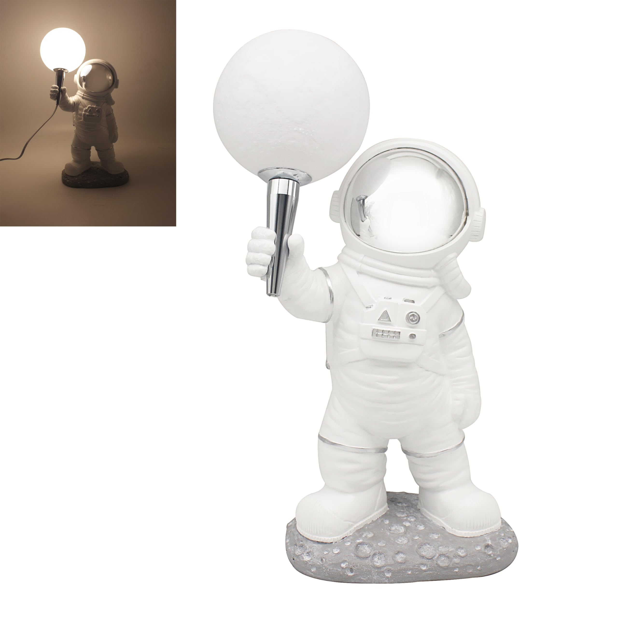 The Leonardo Collection Astronaut Lamp Led for Living Room & Bedroom | Bedside Table Lamp for Night Light | Stylish Desk Lamp for Reading & Study | Ideal LED Lighting for Camping