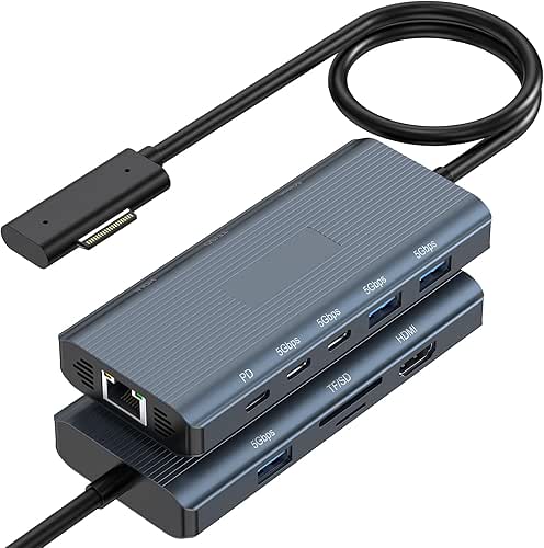 11-in-1 Surface Pro Docking Station, New Surface Dock 4K@60HZ HDMI,