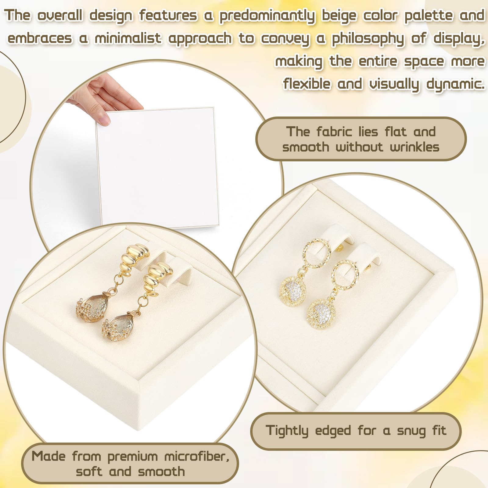 2 unidades de 4 compartimentos de microfibra organizador de pendientes, bandeja apilable para exhibición de joyas, cajón, organizador de pendientes, caja para mujeres, anillos, collares