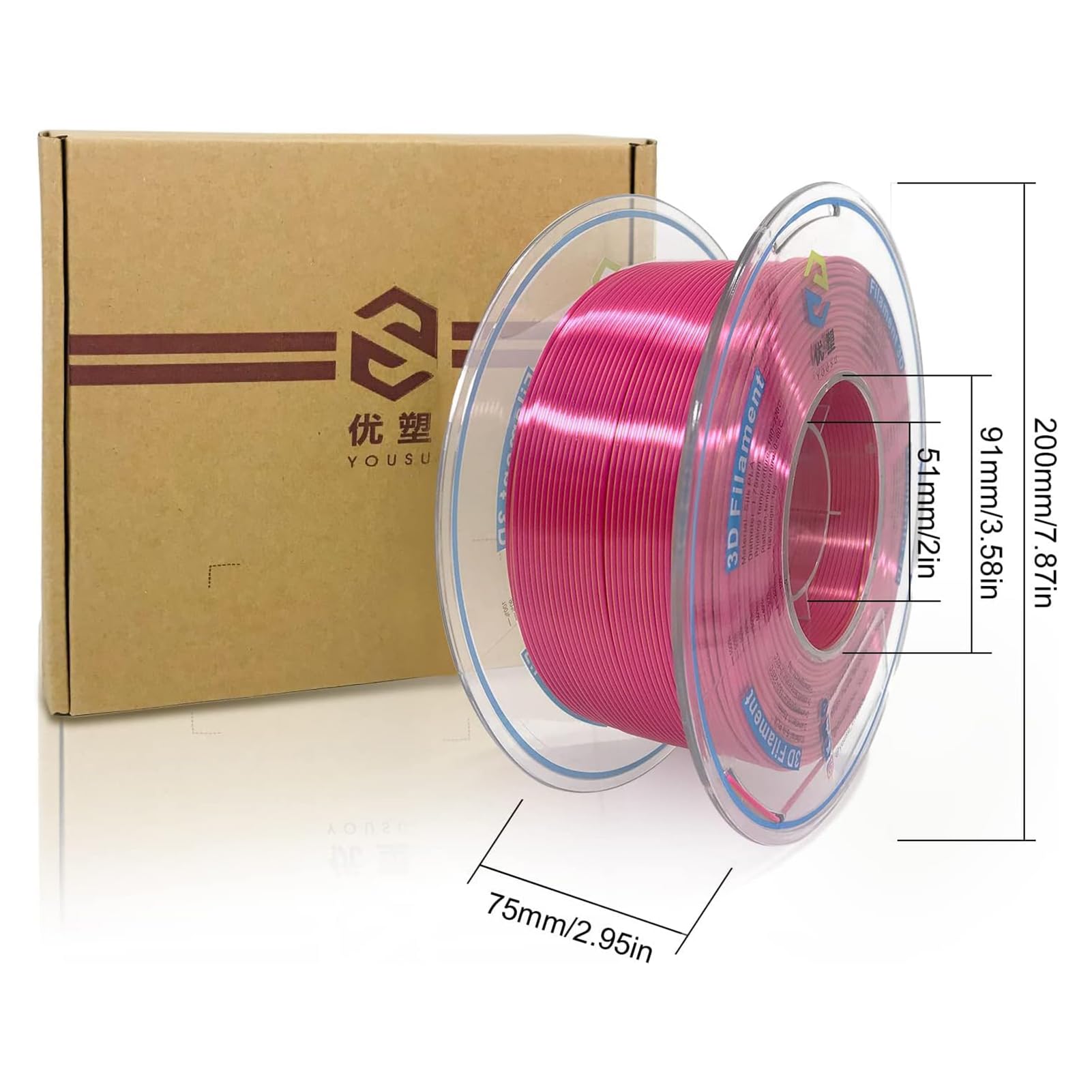YOUSU Dual Color Silk PLA 3D Printer Filament Accuracy +/- 0.03mm 1kg Spool Silver Bronze Applicable Most3D Printers (2)