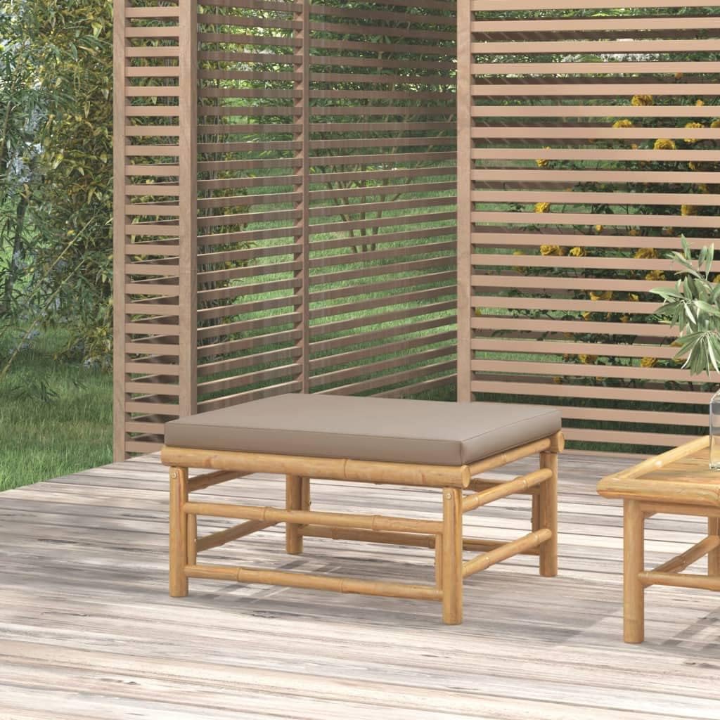 Patio Footstool Balcony Furniture,Patio loveseat,Small Patio Furniture,Patio daybed,with Taupe Cushion Bamboo