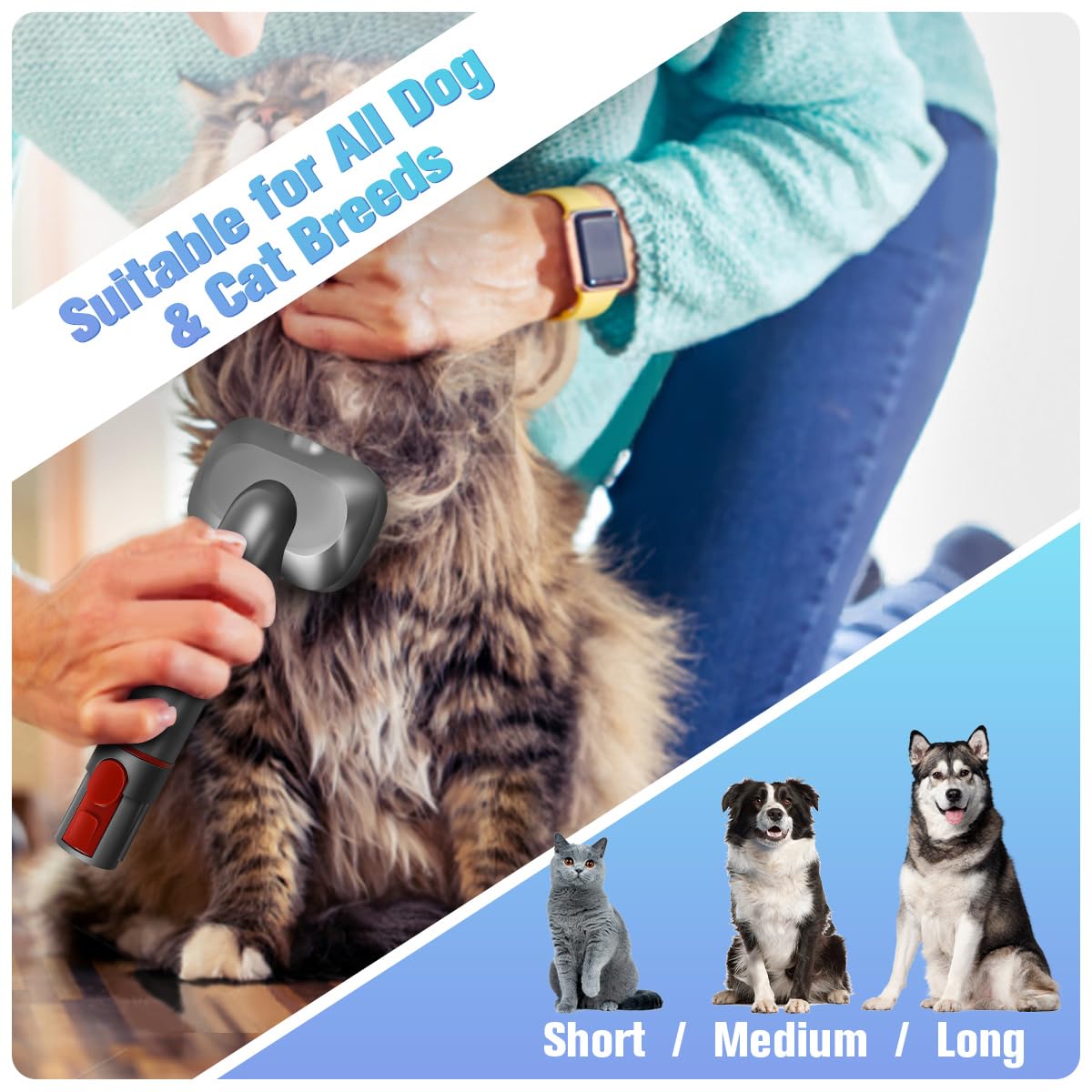 3 en 1 Cepillo Aspirador para Perro y Gatos Compatible con Dyson V7 V8 V10 V11 V12 V15
