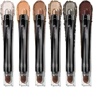 LUXAZA PRO Neutral Brown Eyeshadow Stick Makeup 6PCS Set, Metallic Shimmer Matte Cream Eye Shadow Eyeliner Brightener Pencil Crayon - BROWN LATTE