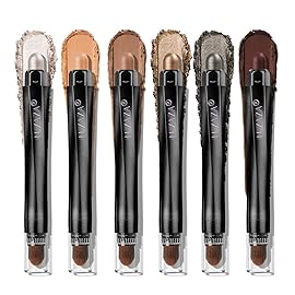 LUXAZA PRO Neutral Brown Eyeshadow Stick Makeup 6PCS Set, Metallic Shimmer Matte Cream Eye Shadow Eyeliner Brightener Pencil Crayon - BROWN LATTE