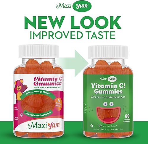 Miniatura 3 de Gomitas de vitamina C con zinc, Maxi-Health Vitamina C con zinc para niños y adultos, apoyo respiratorio y refuerzo inmunológico, sin conservantes