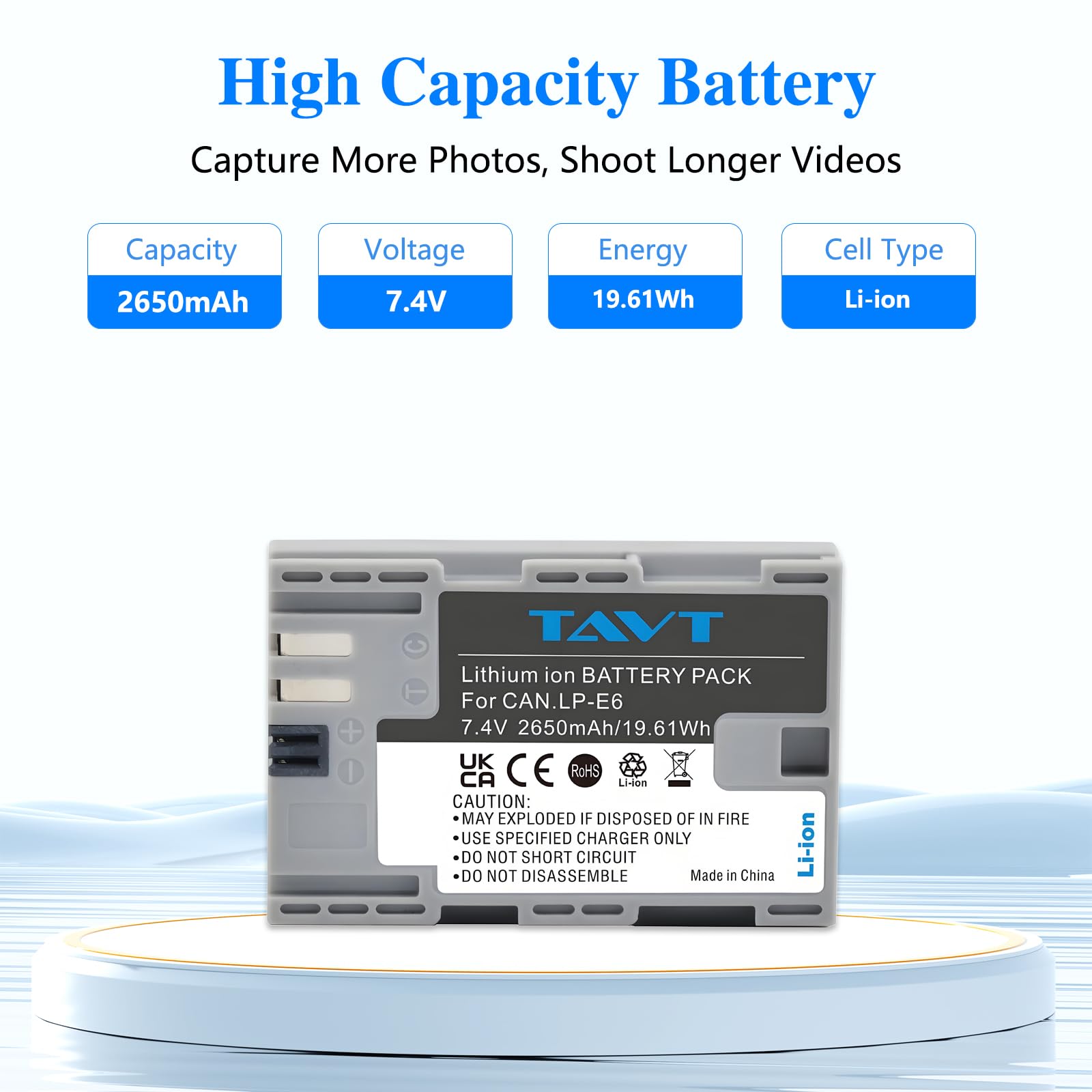 2-Pack 2650mAh LP-E6N LP-E6 LP-E6NH Akku und Ladegerät für Canon EOS R7, R6, R5, R, 6D Mark II, 5D Mark IV, 5D Mark III, 5DS, 5DS R, 5D Mark II, 80D, 90D, 6D, 7D, 7D Mark II