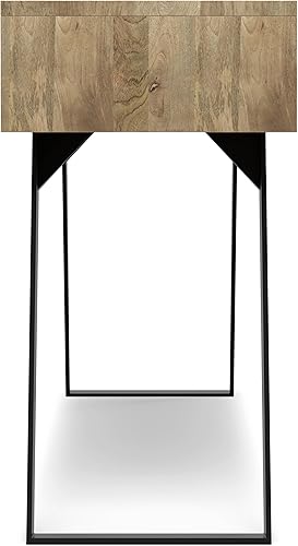 Miniatura 125 de SIMPLIHOME Lowry - Mesa auxiliar cuadrada de madera de acacia maciza y metal, de 22 pulgadas de ancho, moderna, industrial en marrón envejecido café