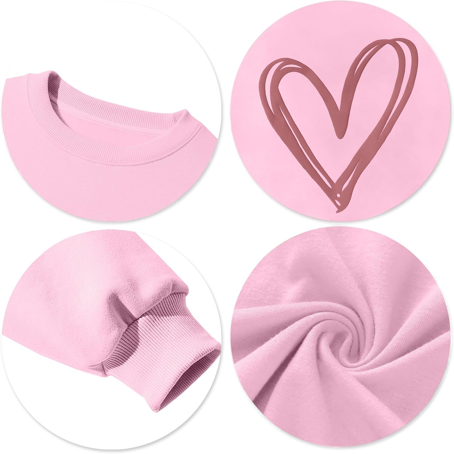 LAZYCHILD Love Heart Sweatshirt for Women Cute Hearts Graphic Pullover Long Sleeve Valentine Shirts Tops - Image 5