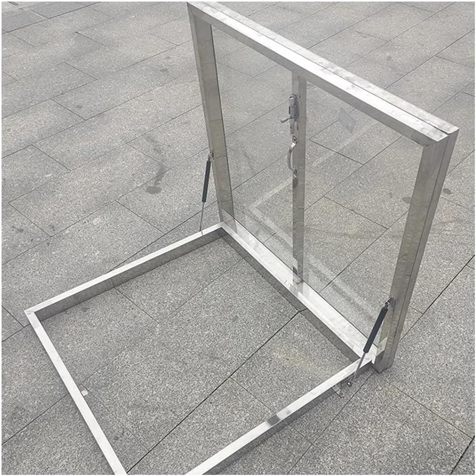 Roof Glass Screen Window, Sloped Basement Manual Skylight Door, Household Attic Viewing Window, Maintenance Hatch Well Window ﻿(115x115 cm/45.3x45.3 in)