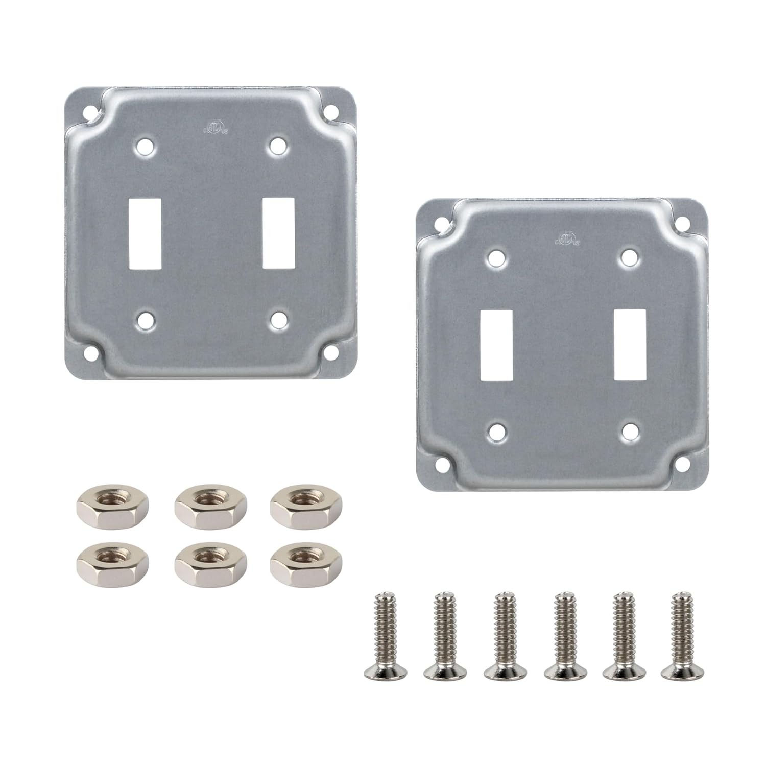 4 Inch Square Electrical Box Cover, Double Toggle Switch,for 4 x 4 Inch Metal Receptacle Electrical Box Outlet Box 2 Pcs.