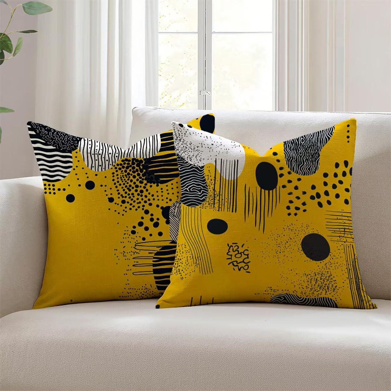 Housse de coussin imperméable jaune lin pour embellir votre salon de jardin et canapé JL-4733