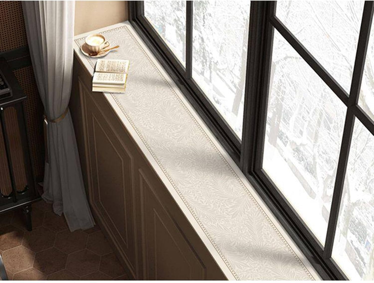 5 Inch Window Sill Mat, Narrow Protector Cover for Dogs/Cats | Ledge Decor Padding Cushion for Home Bedroom Study, Elegant Windowsill Cuttable(C,5in x 66in)