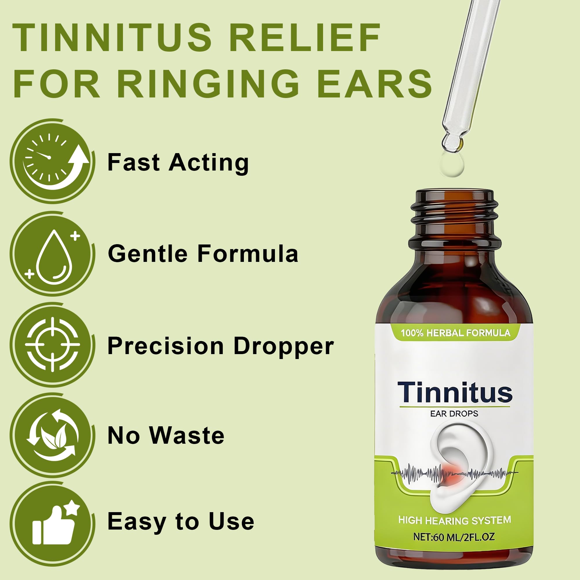 Tinnitus Relief for Ringing Ears - Ear Drops to Reduce Noise, Soothe Clogged Ears and Promote Clear Hearing, Gentle Formula（60ML/2FL.OZ) — view 3