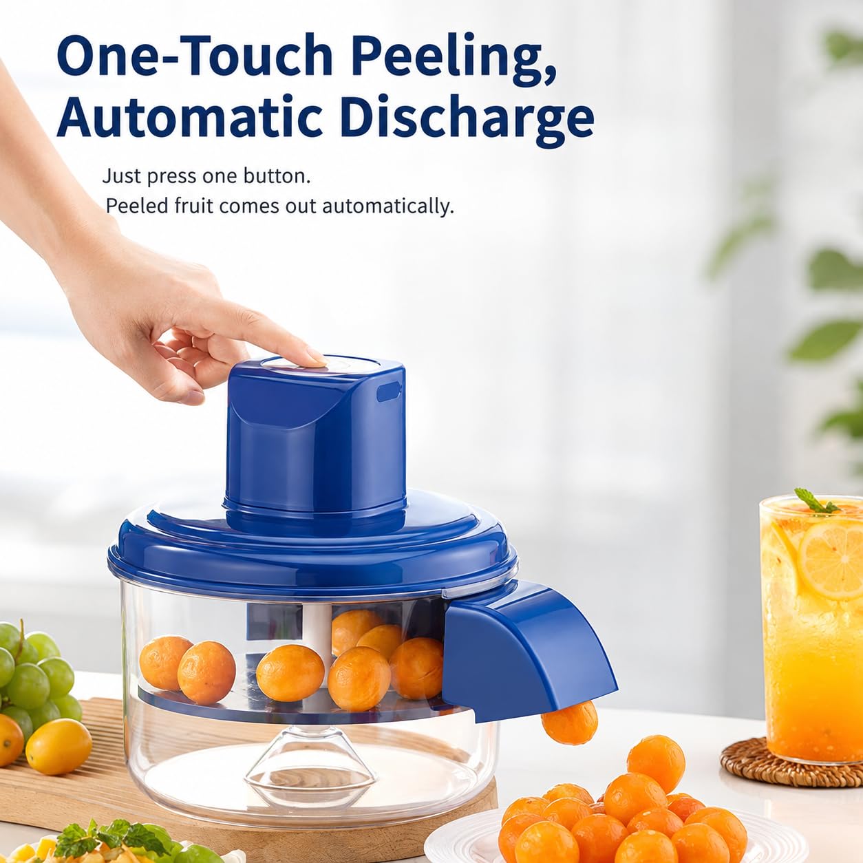 Éplucheur de Fruits électrique Automatique, Outil de Cuisine Rotatif à Grande Vitesse de 50W avec Batterie Rechargeable de 1300mAh pour Les Raisins d'ail, Conception sans Fil compacte pour Le Camping