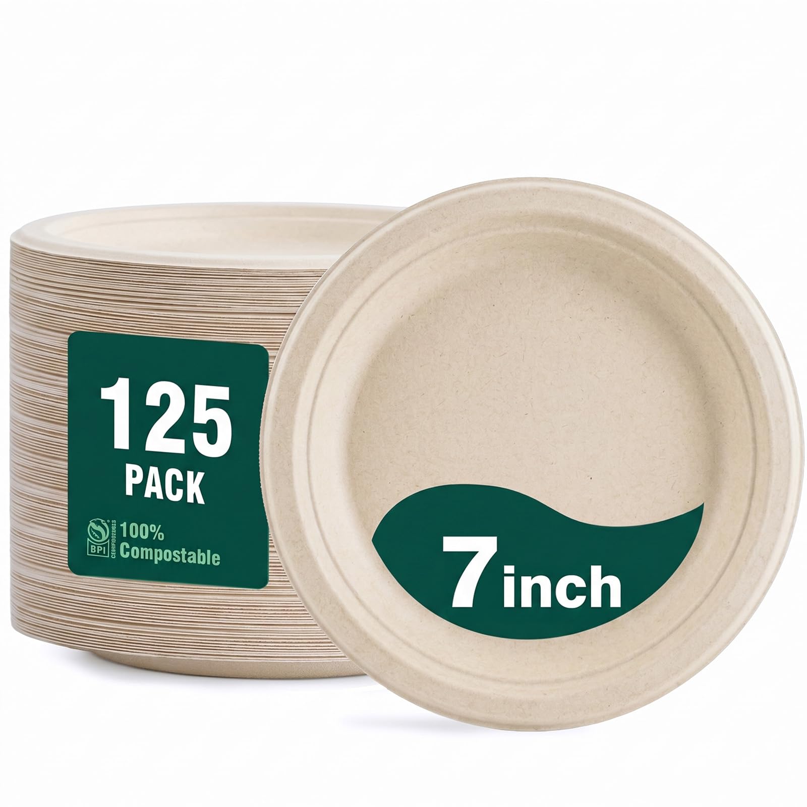 Compostable Paper Plates - 125 Pack -16
