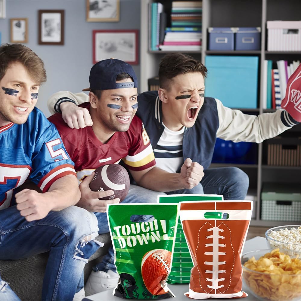 Football Goodie Bags, Football Party Bags, 100 PCS Football Treat Bags, Football Birthday Party Favors for Kids Rugby Sports Theme Candy Bags Gift Bags Game Day Events Supplies Football Party Decorations - Image 7