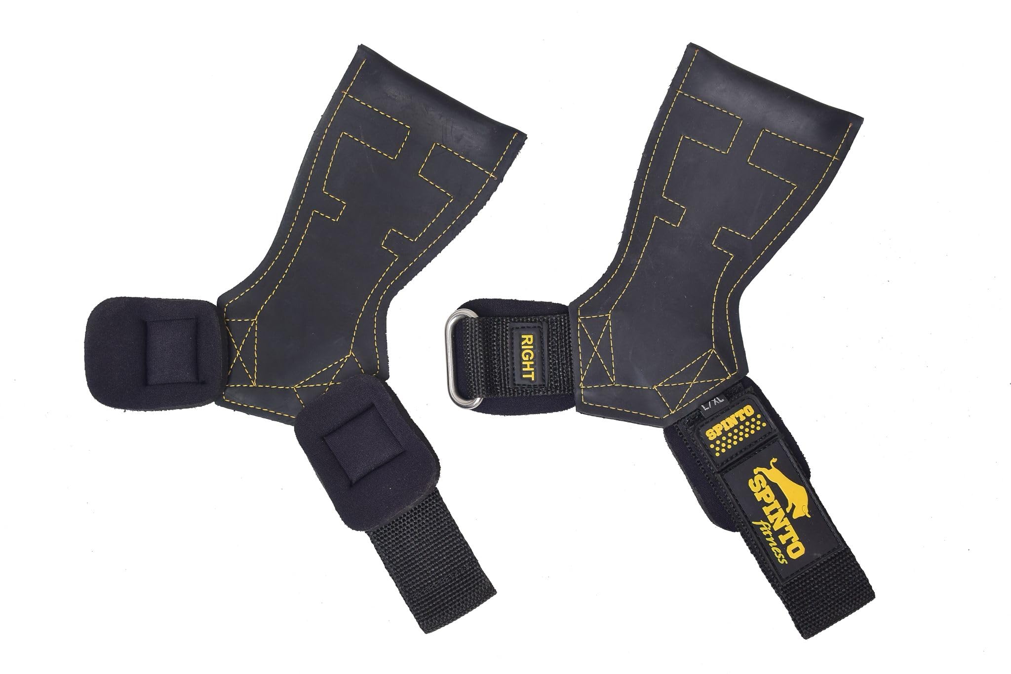 Spinto Fitness Universal Rubber Grips for Gym Premium Non-Slip Grip Pads for Weightlifting Powerlifting Pull-Ups & Workout Hand Protection (Black, L/XL)