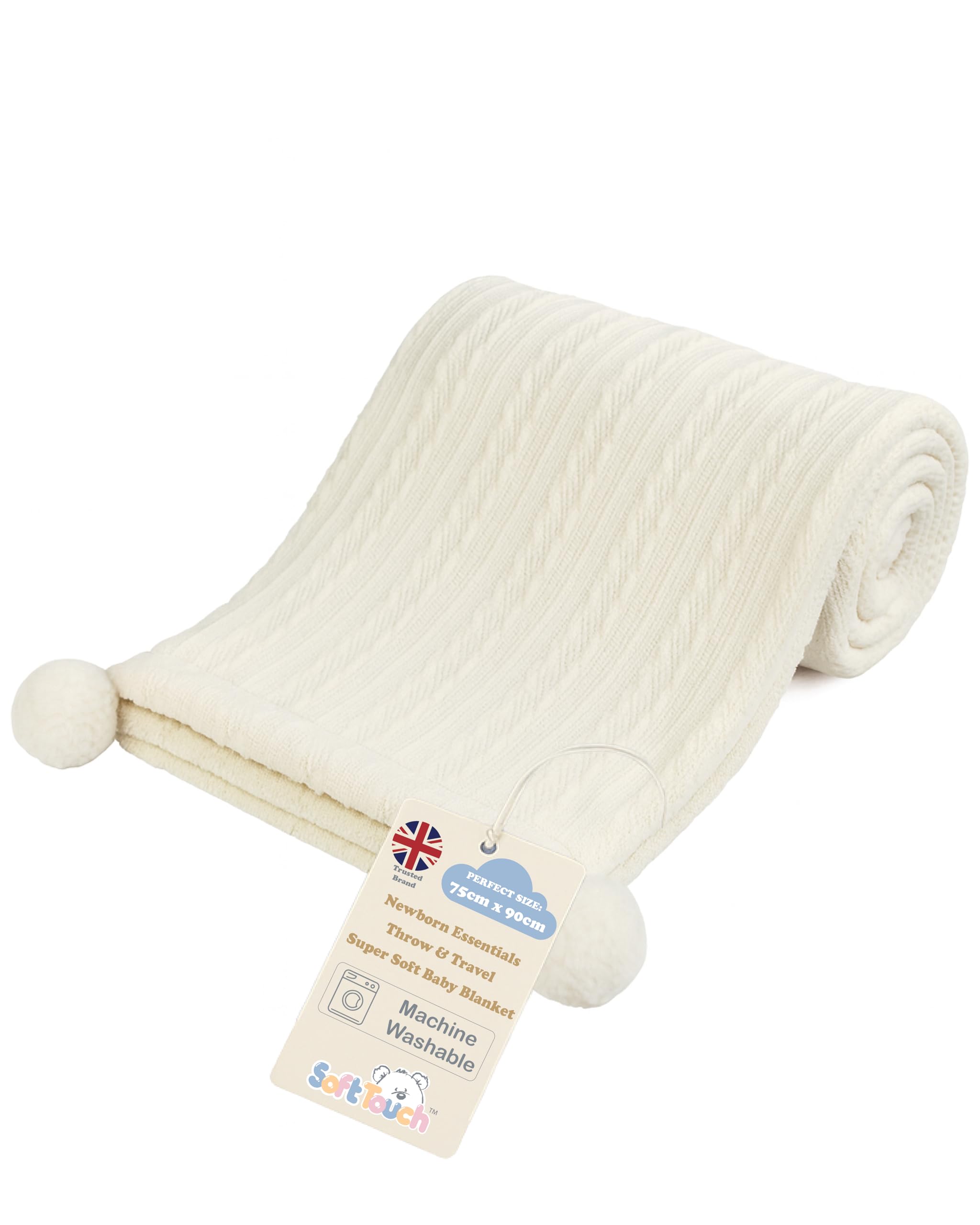 Soft Touch Newborn Essentials Cable Knit Baby Blanket with Sherpa Lining - Super Soft, Cosy, and Warm Blanket for Infants, Perfect for Swaddling and Cuddling — image 1
