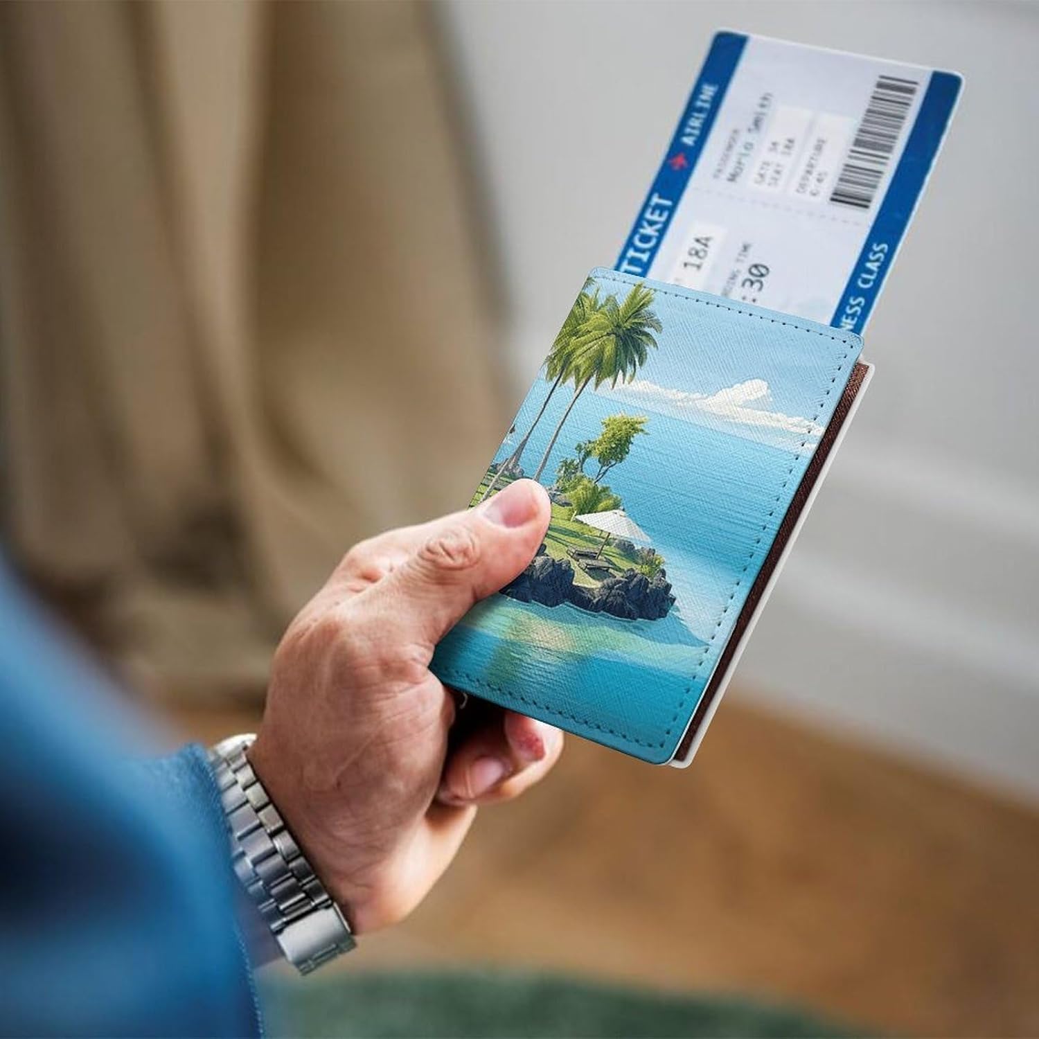 Ocean Island Passport Holder Portable Passports Cover with Card Slot Passports Protector Passport Wallet