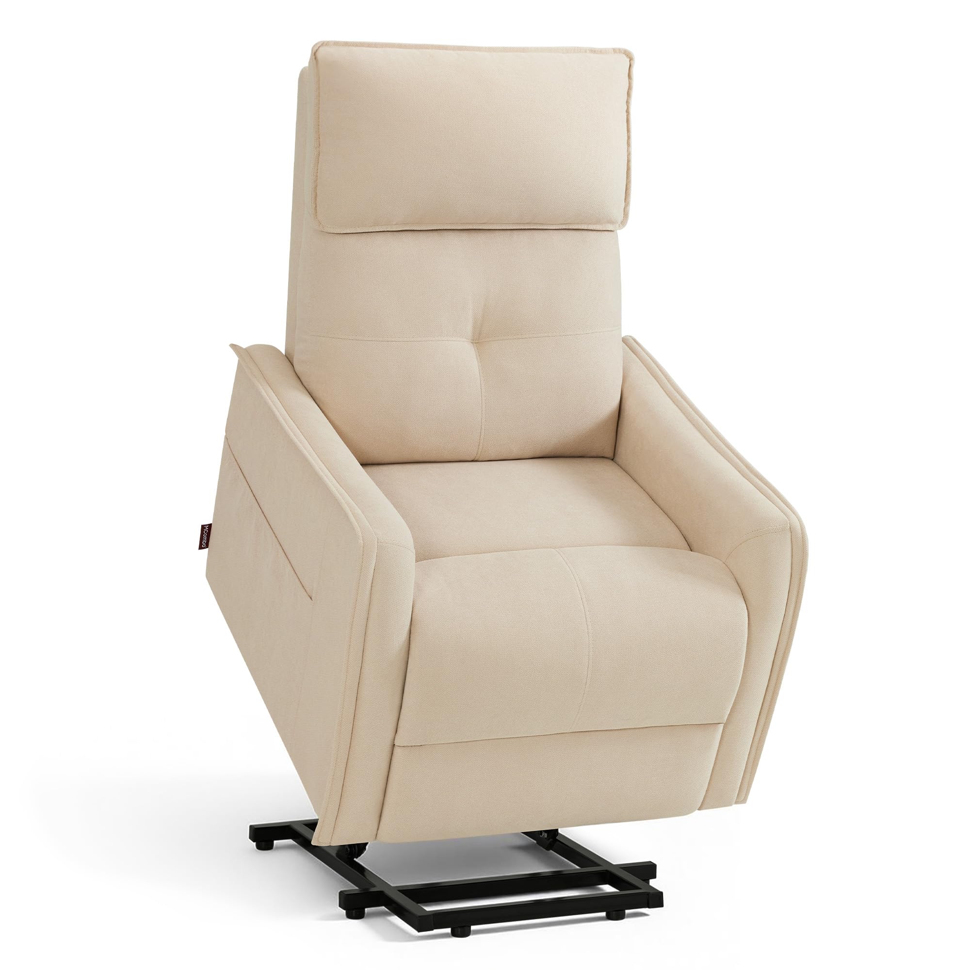 MCombo M Poltrona TV con Alzata Elettrica, Poltrona TV con funzione reclinabile fino a 135°, Massaggio & Riscaldamento, piccolo alzapersona, poltrona senior per soggiorno 7027 (Beige)