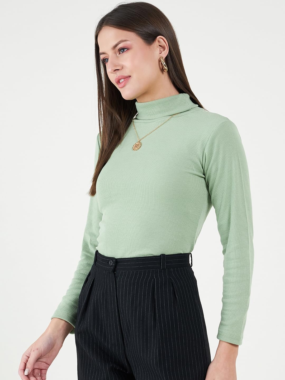 n.H.K.a. Set of 2 Black/Pista Green Long Sleeves Turtle Neck Top 3
