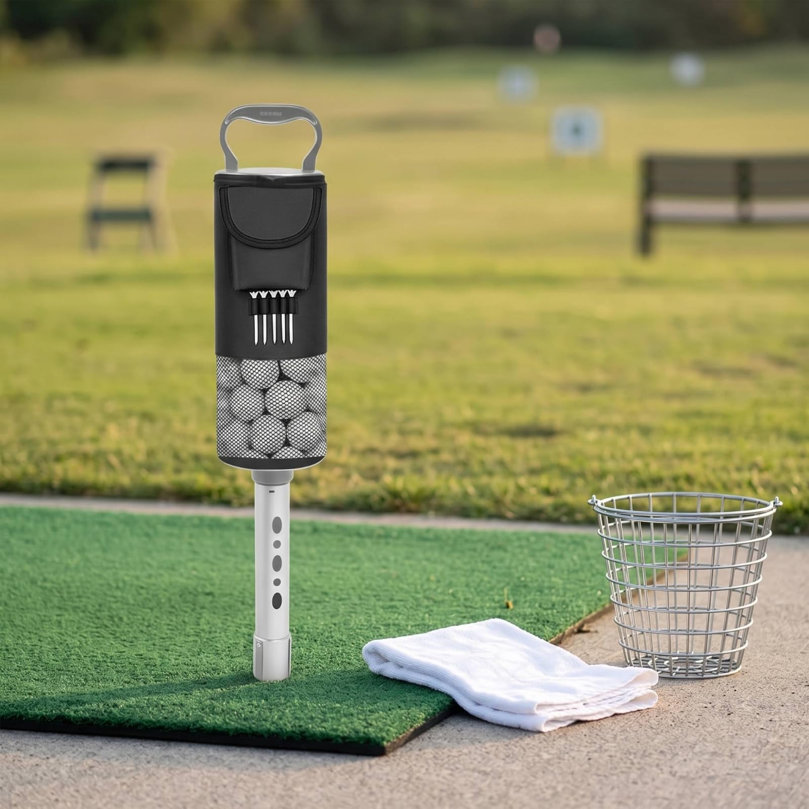 Golf Ball Retriever Tubo Recogepelotas Contenedor Compacto y Portátil de Aluminio y Nylon con Malla Inferior Apto para Golfistas