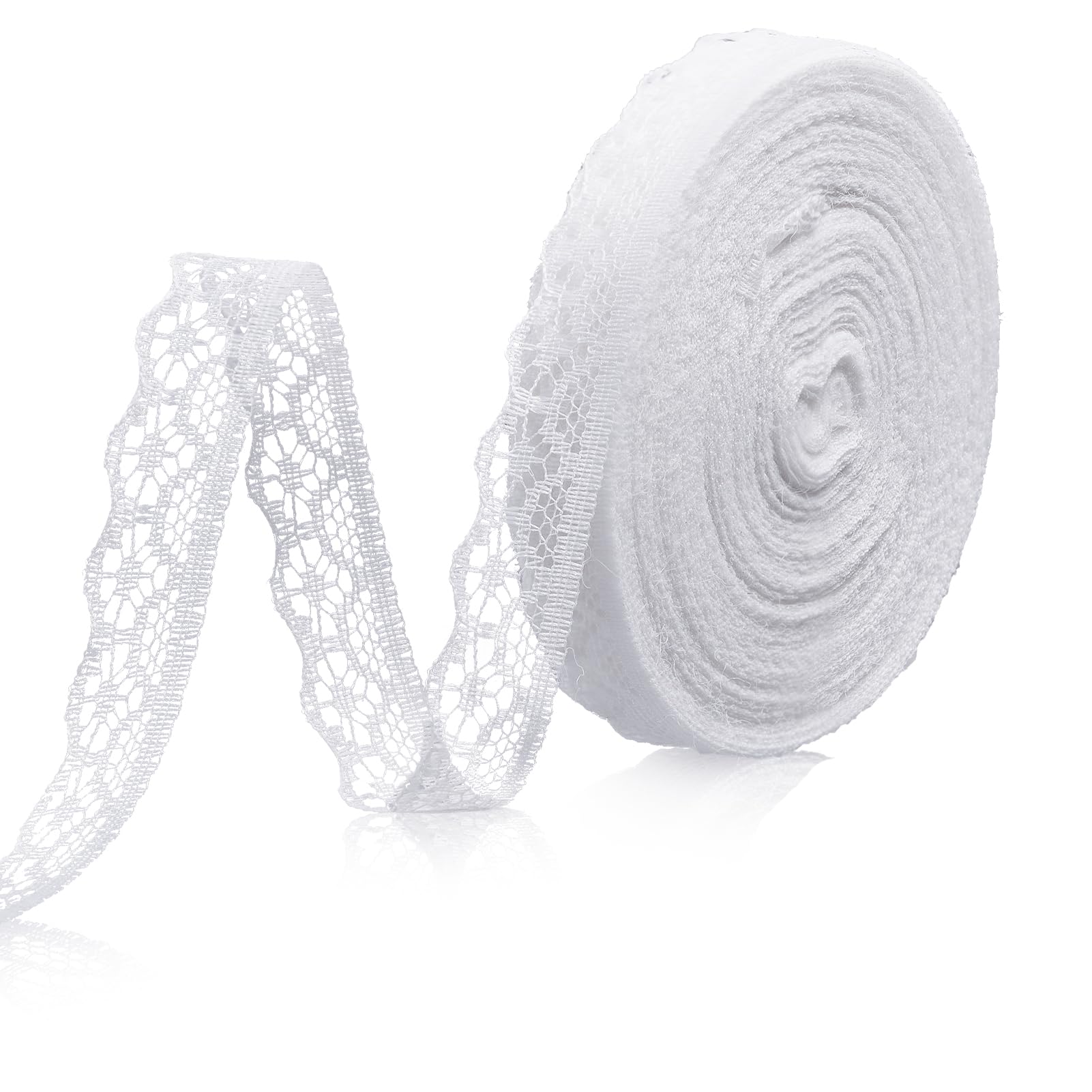 30-Yard Lace Trim Ribbon, White Lace Ribbon, 0.5 inch Width White Laces Trims Delicate Floral Pattern Ribbons for Crafts Sewing and Bridal Wedding Dress Applique Decorations