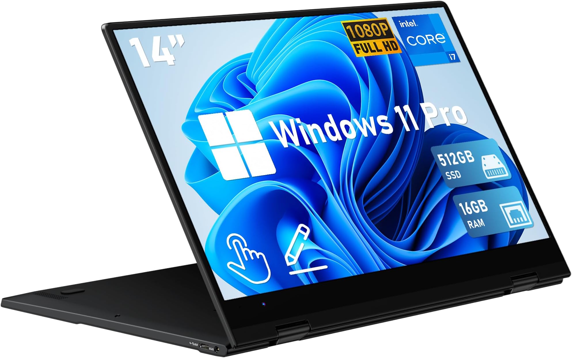 FUNYET 14 Inch 2 in 1 Laptop i7-1265U FHD 1920 * 1080 Touch Control