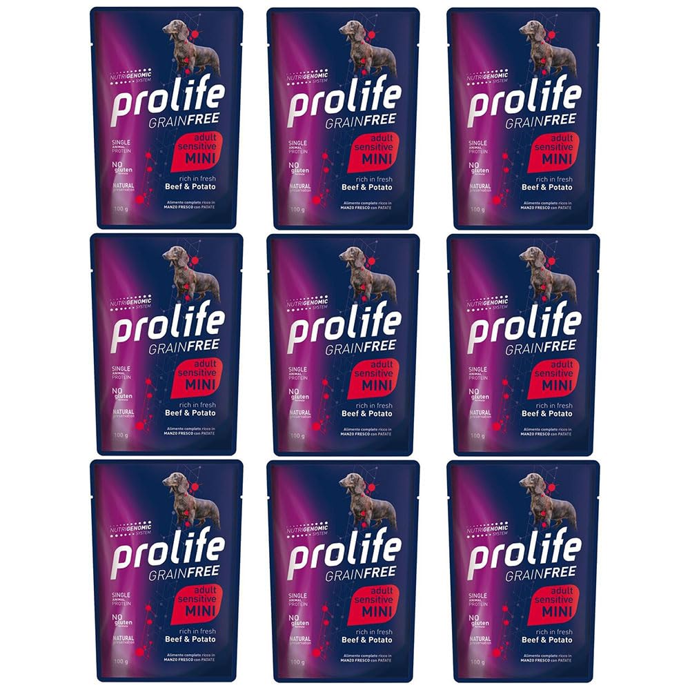 Prolife dog sensitive grainfree adult mini MANZO e PATATE 100g x 10 bustine.