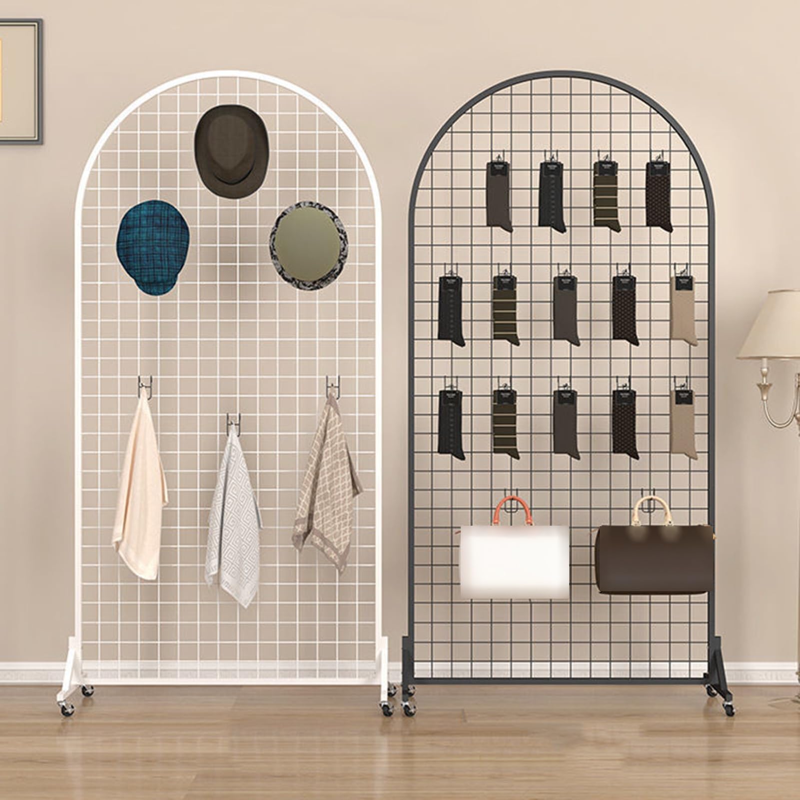 YJEUZCD Freestanding Privacy Screens, Gridwall Panel Display Stand, Office Study Gridwall Display, Grid Wall Panels for Craft Display (Color : Black, Size : 26x39.4in)