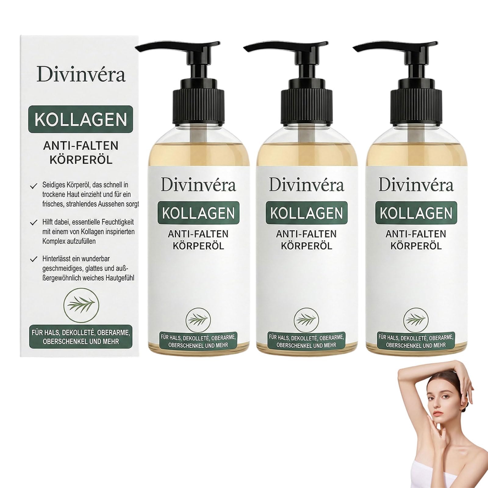 Divinova Kollagen körperöl zur Hautstraffung, 2026 Divinova Collagen Lifting Body Oil für Narben, Falten und Dehnungsstreifen, 100ML (3 flasche)