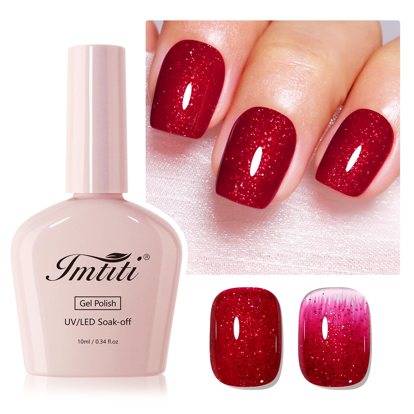 Imtiti Red Glitter Gel Nail Polish, 1Pcs Christmas Red Gel Polish Sparkle Red Soak Off UV LED Gel Polish, Long Lasting, Nail Art Starter Manicure Salon DIY at Home for Women (0.34 Fl Oz-1931)