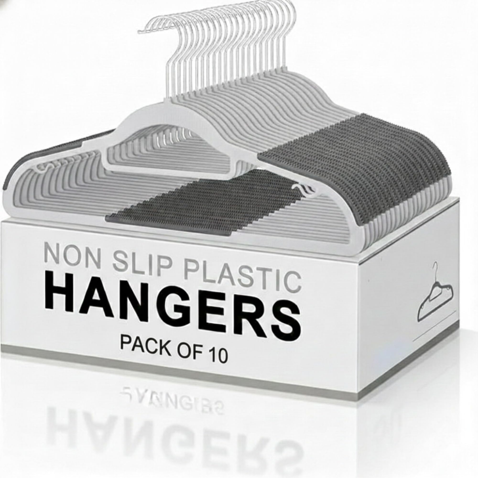 Durable Plastic Clothes Hangers with Non-Slip Pads - Slim Space Saving Coat Hangers for Suit, Shirt, and Pants - Heavy Duty Wardrobe Organizer (Pack of 10)