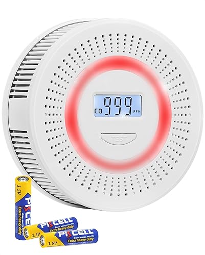 Detector de CO y humo 2 en 1, detectores de monóxido de carbono con botón de pruebareinicio y pantalla LED digital y detectores de alarmas y