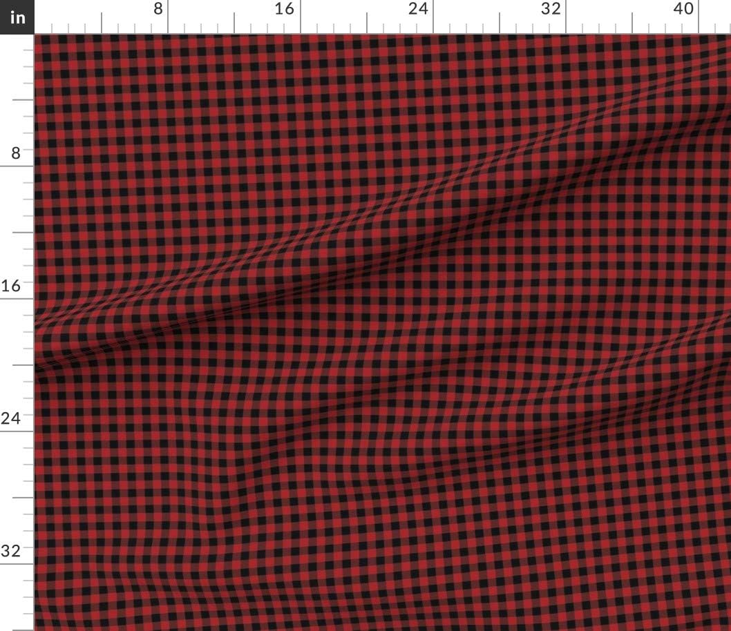 Spoonflower Fabric - Red Buffalo Plaid Christmas Check Small Print Black and Tiny Ditsy Printed on Petal Signature Cotton Fabric by The Yard - Sewing Quilting Apparel Crafts Decor