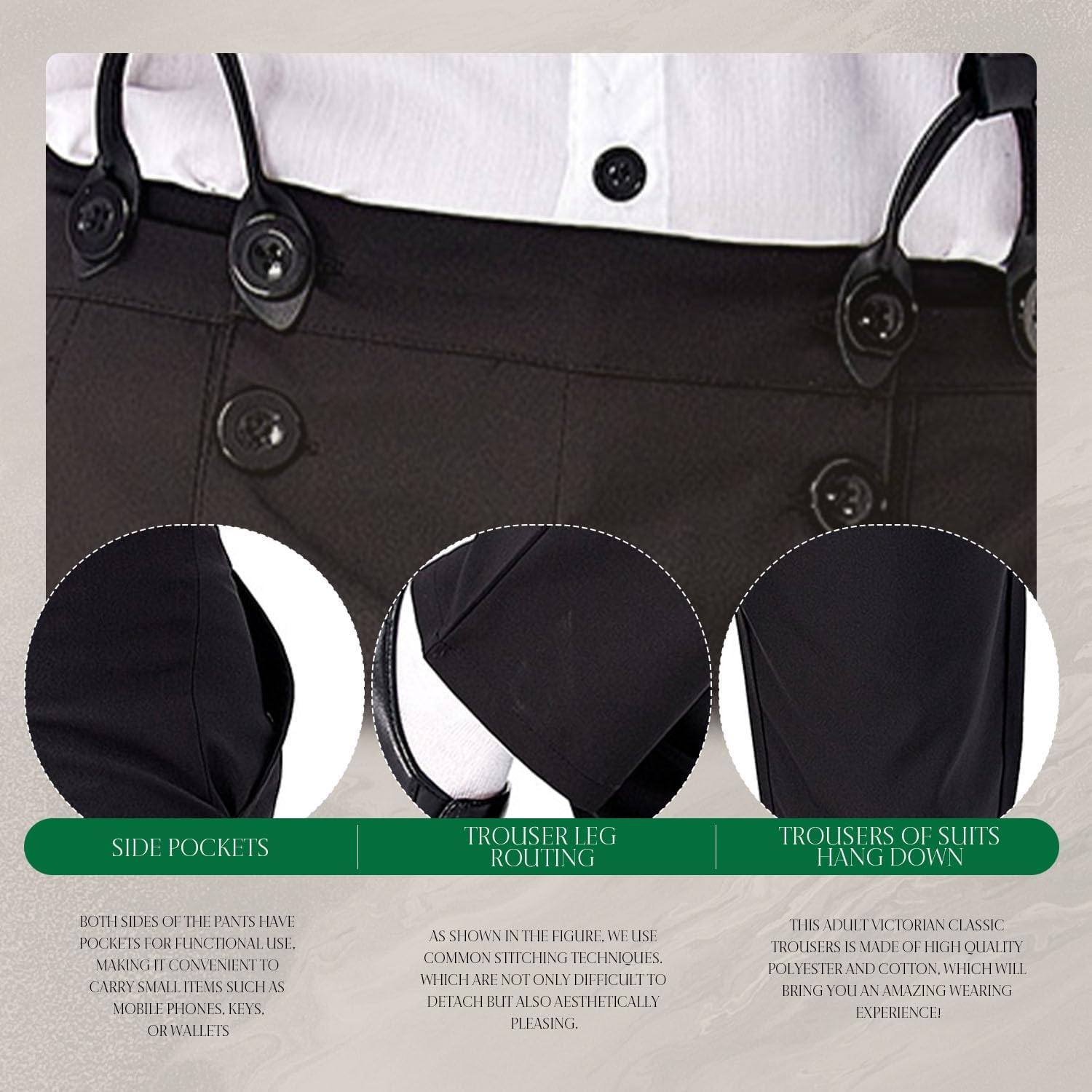 Men Medieval Steampunk Pants Adult Victorian Classic Trousers Halloween Vintage Costume - Image 6