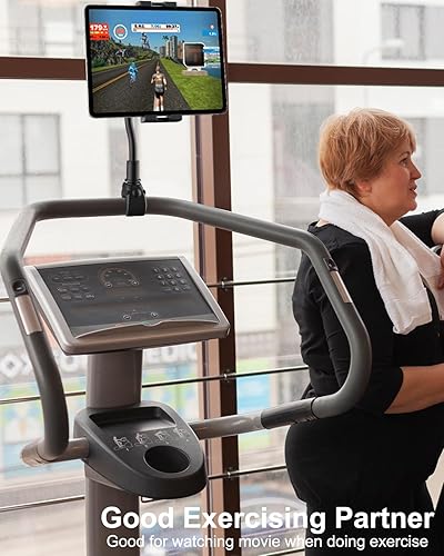 Miniatura 3 de woleyi Peloton - Soporte para tableta de cuello de cisne para bicicleta giratoria, soporte para manubrio de bicicleta estática para bicicleta