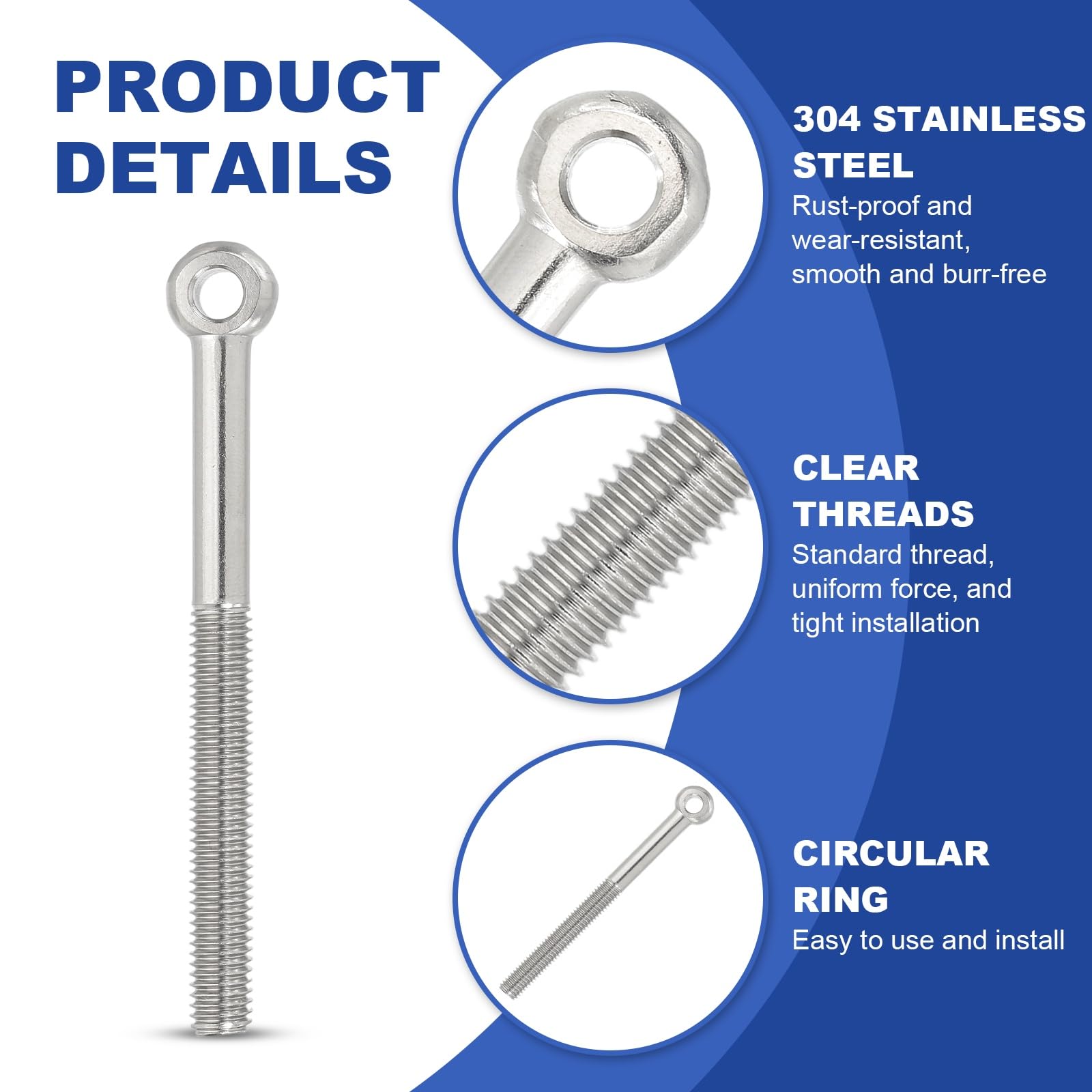 PATIKIL M8x97mm Lifting Shoulder Eye Bolts - Image 3
