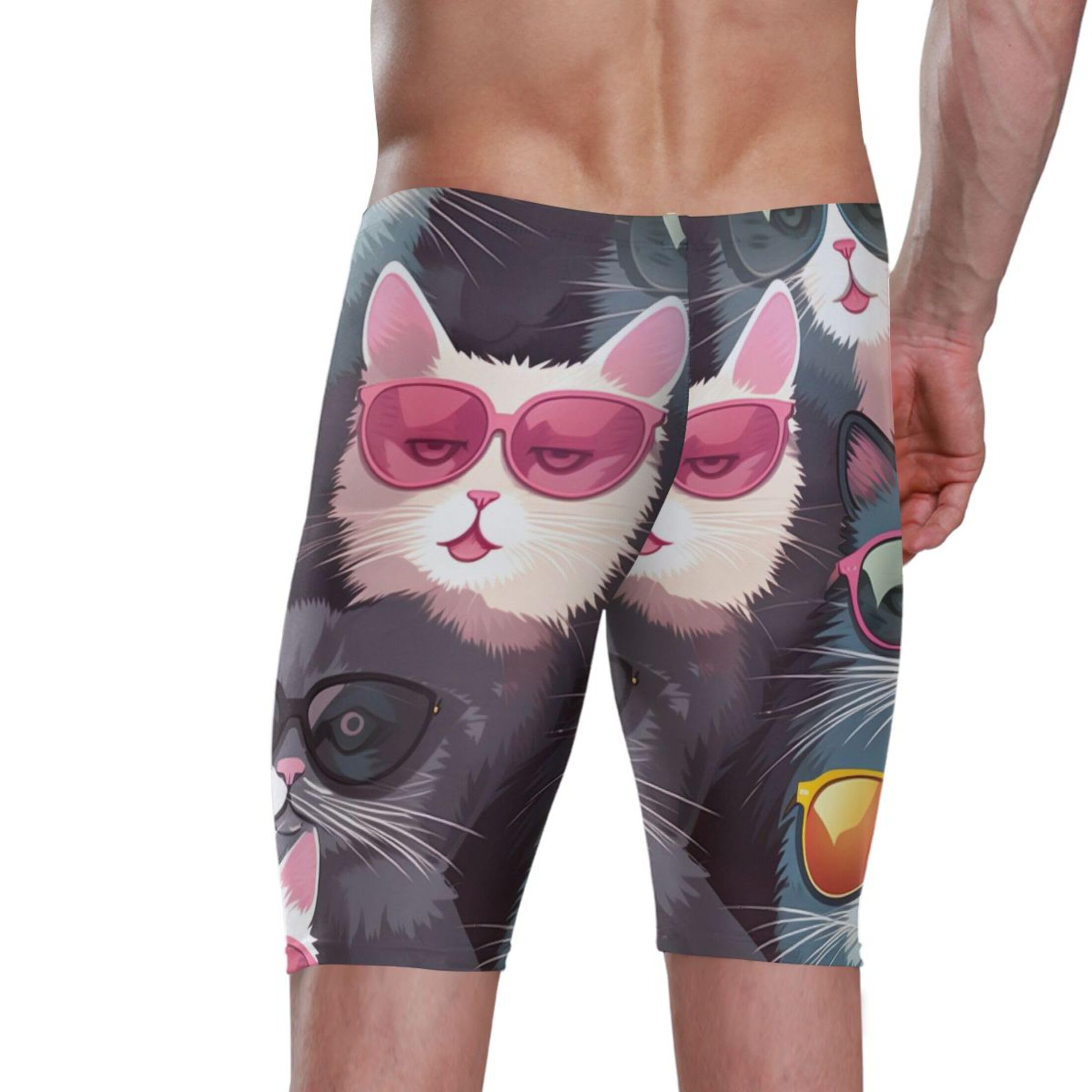 Cute Cat Men's Swim Jammers Racing & Training Swimsuit Fast, Flexible,Comfortable XXXL B0400221