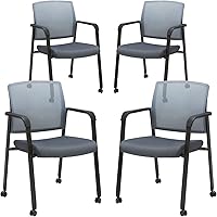 Vista 27 de CLATINA Sillas de oficina apilables para recepción de invitados con brazo, silla de sala de espera con respaldo de malla con asiento de tela