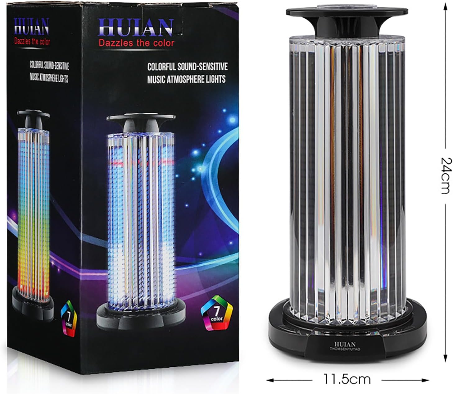 Voice Activated Pickup RGB Music Rhythm Light, Rechargeable 360° Luminescence Smart RGB Table Lamp with Crystal Glass Lampshade,Desk Lamp Night Light for Home Office Living Room Decor