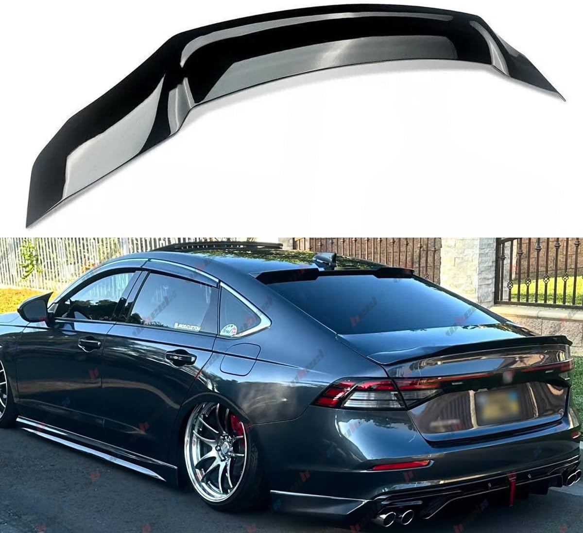 Rear Spoiler Compatible with 2023-2025 Honda Accord 11th Gen, R Style Duckbill Sedan, Trunk Exterior High Kick Tail Deck Lid Wing Lip (Glossy Black)