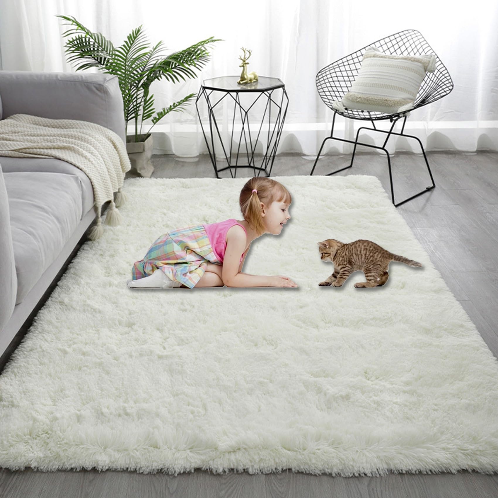 Alfombra de Salón 75 x 235 cm, Súper Grueso Lavable a Máquina Duradero, Antimanchas,Resistente a La Humedad, para Pasillo Alfombra Salon de Habitacion, Blanquecino