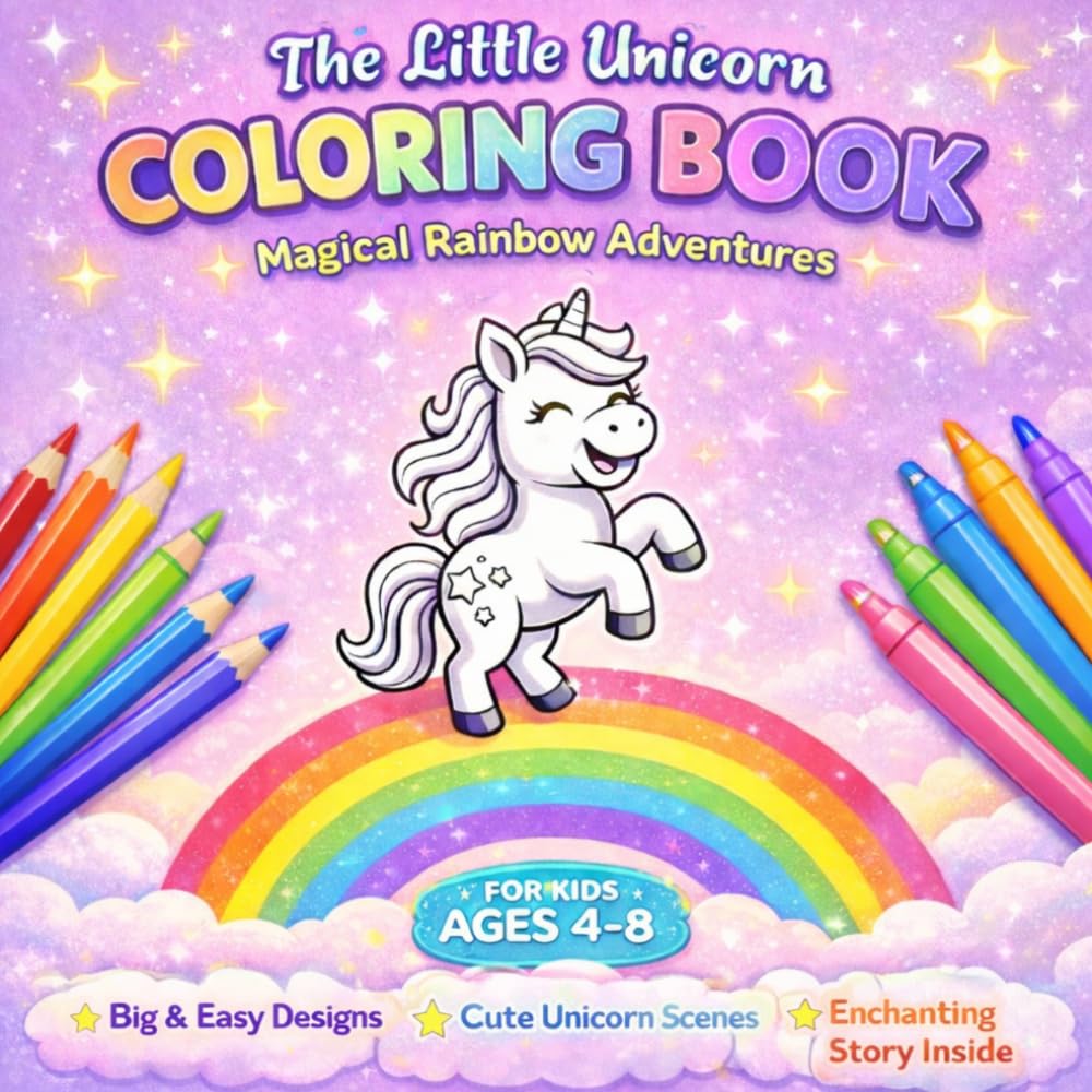 The Little Unicorn Coloring Book: Magical Rainbow Adventures
