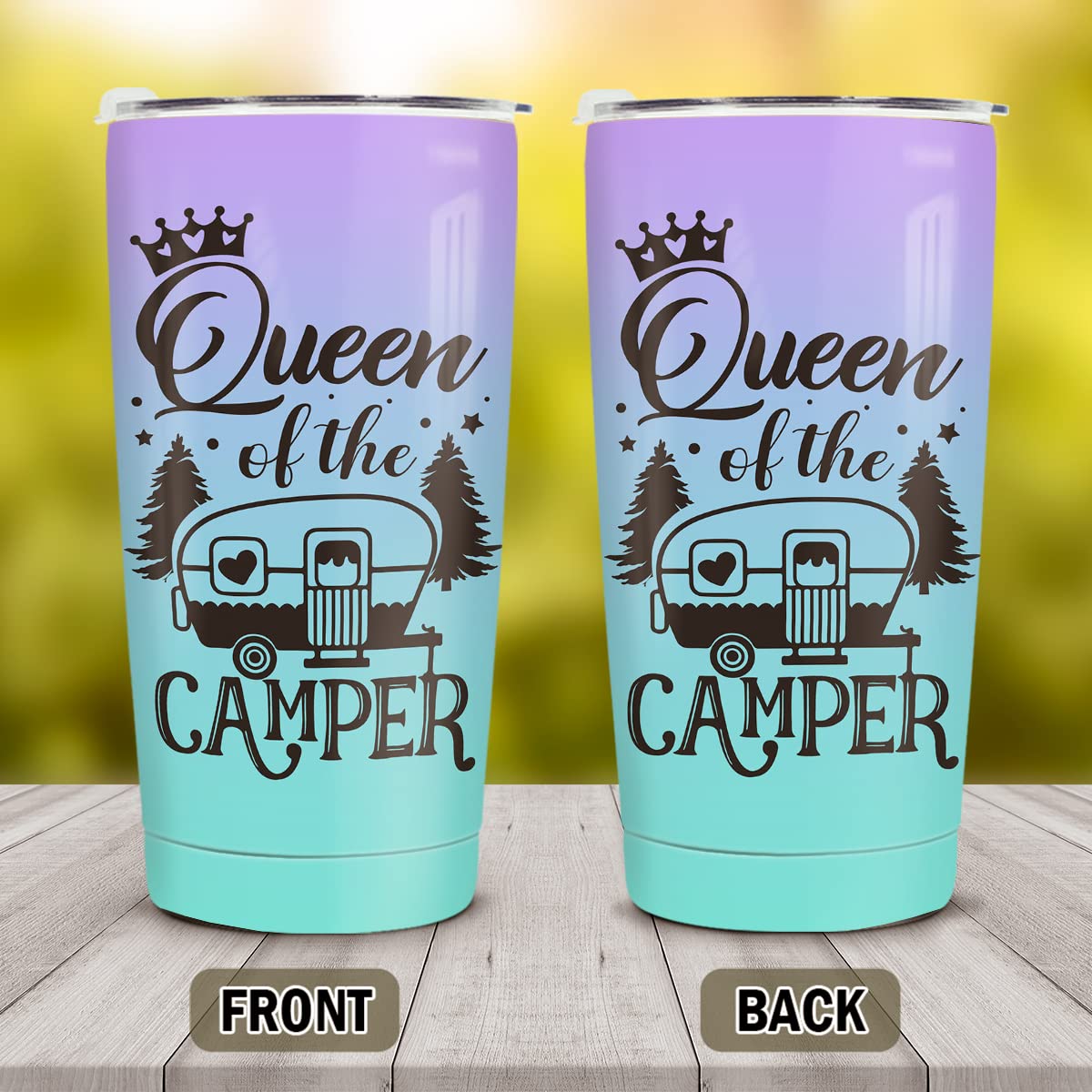 winorax Queen of The Camper Tumbler Camping Gifts For Campers Woman from Husband Boyfriend Sisters Best Friend Coffee Cup with Lid 20oz Stainless Travel Mug