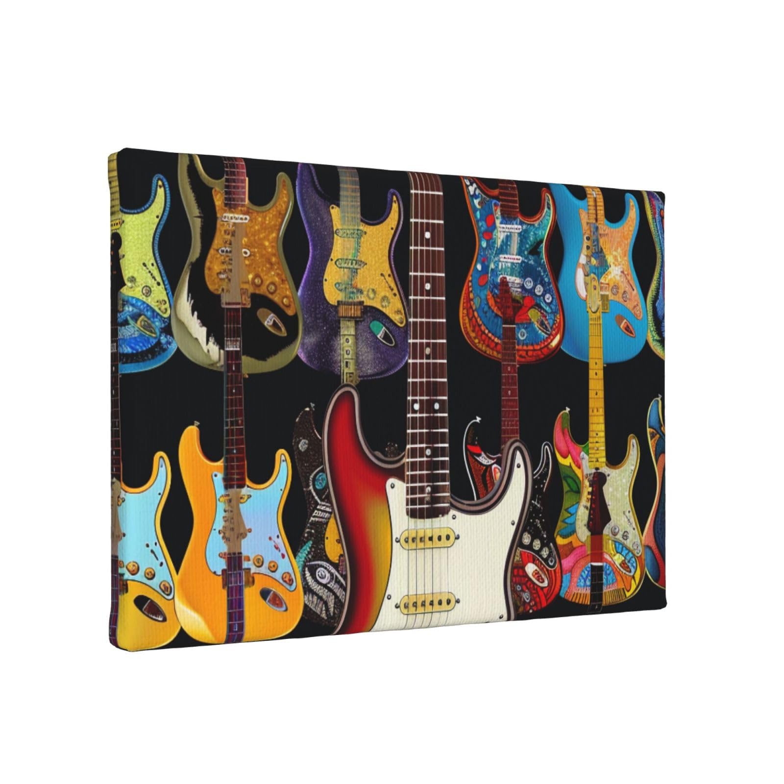 YKLJG Art Guitar Pattern Printed Wall Art Canvas Painting 30x20 CM Wooden Framed Picture Painting Artwork Prints for Bedroom Kitchen Home Office Decor