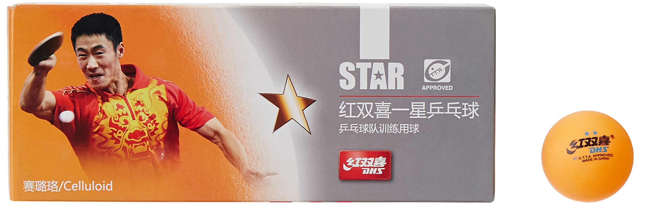 DHS TT Ball 40MM 1 Star Orange (10 Pcs Box) 120 PCS with SMART PRO TT Special Cover Speed Navy 3