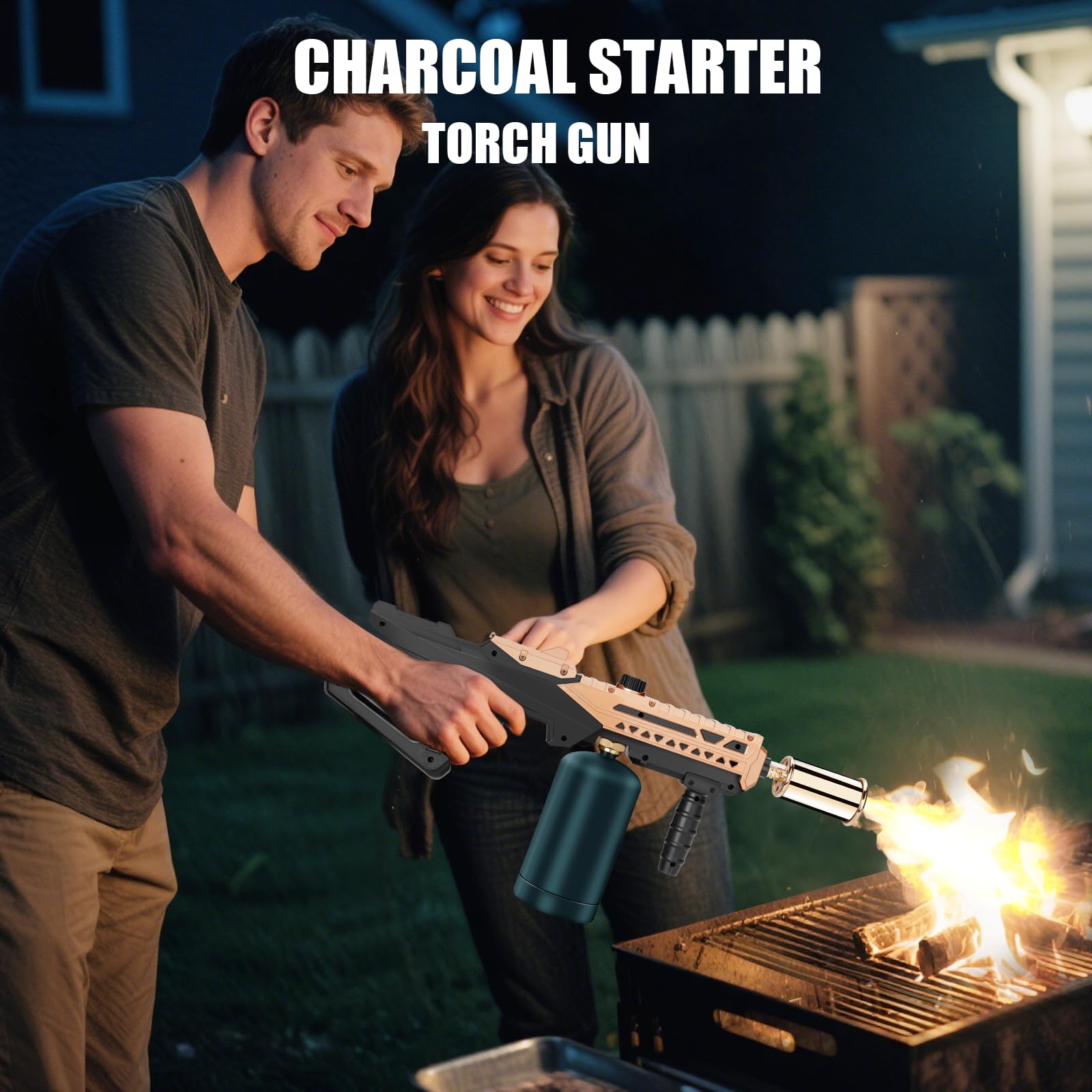 ARTFLAMM Pistolet lance-flammes – Briquet de cuisson au propane – Lance-flammes réglable – Torche puissante pour barbecue, feu de camp, bois de charbon, mauvaises herbes (réservoir non inclus)