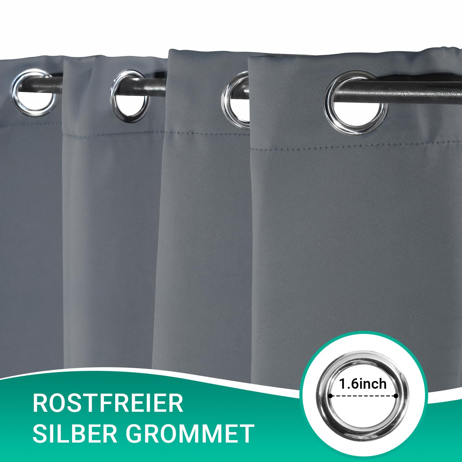 Garden Lot de 2 rideaux d'extérieur résistants aux intempéries avec œillets 254 x 213 cm (hauteur x largeur) - Rideau brise-vue - Protection solaire pour terrasse, balcon, pavillon - Gris